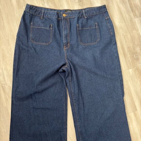 LTS Long Tall Sally Indigo Blue Pocket Detail Wide Leg Jeans - size US20 - Picture 5 of 8